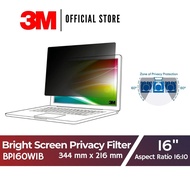3M Bright Screen Privacy Filter for 16in Laptop, 344 mm x 216 mm, 16:10, BP160W1B