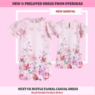 [8YEARS]🔥NEW ARRIVAL🔥NEXT UK SUMMER CASUAL DRESS RUFFLE FLORAL PINK DRESS BABY KIDS GIRLS