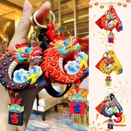 Year of the Dragon keychain New Year Lion Dance Head Keychain Chinese Wind Lion Dance Car Key Chain Bag Pendant Creative Small Gift -55