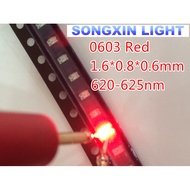 1000pcs/lot Small red lamp beads 0603 SMD LED 0603 RED Light-emitting diodes