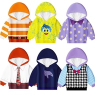 Kids Inside Out 2 Costume Hoodie Emotions Joy Disgust Fear Anger Cosplay Zip-up Sweatshirt Drawstrin
