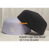 Kopiah Logo Saiz Besar 23.5 24 Putih Hitam