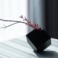 Cube Vase | Black Aesthetic Cube Flower Vase | Minimalist Table Decoration Display