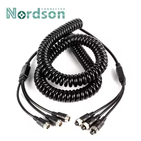 8 Meters Reversing Image Spring Cable GX12 3 to 3 Semi-trailer Aviation Plug 4Pin Male Female Survei