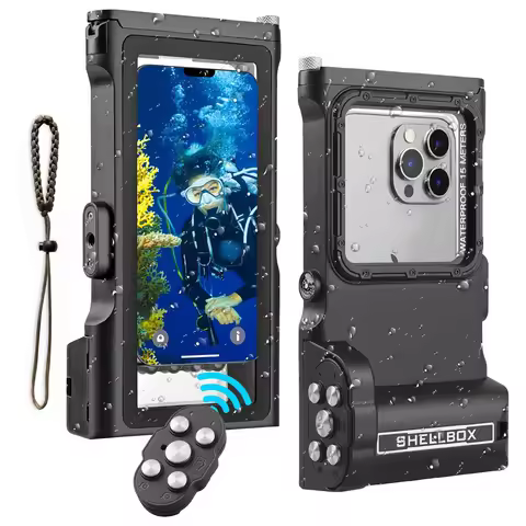 Universal Waterproof Phone Case for up to 6.9"Phones,with Bluetooth Remote for Photos and Videos, fo