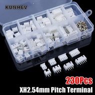 KUNHEV 230Pcs Pin Connector, XH2.54 Housing Kit 2.54mm Pitch Terminal, 2p 3p 4p 5pin 4 Value Male An