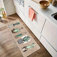 Cactus Potted Pattern Soft Kitchen Rug,Non-Slip Kitchen Rug Set, Runner Rug, Bedside Rug, Super Abso