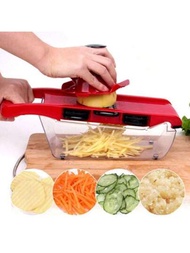 1入時尚不銹鋼多功能蔬菜切片器手動磨刀盤，附有三種刀片，適用於馬鈴薯、胡蘿蔔和其他蔬菜的日常使用