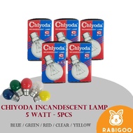 (5 pcs) CHIYODA 5watt B22 Incandescent Lamp 220-240V Colour Paint Light Bulb