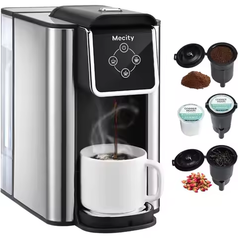 3 in 1 Single Serve Coffee Machine for K Cup Capsules Instant Coffee Pot and Tea Maker with 6 8 10 O