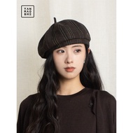 Research Hat Club Square Label Pool Shadow Autumn Winter Woolen Beret Female Fashion High-End Big He