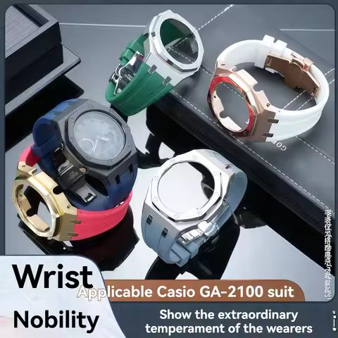 GA2100 Mod Kit For Casioak GA2100GA2110 Stainless Steel Metal Bezel Rubber Strap for Casioak GAB2100