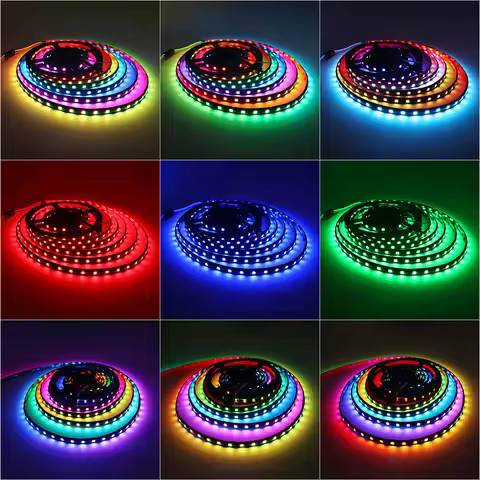 DC12V WS2818 RGB LED Strip 5M Smoke Gray Epoxy Coating Breakpoint Resume Individually Addressable 3M