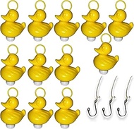 dozer Duck Fishing Game with 12 Yellow Plastic Ducks with Hooks and Weight, Includes 3 Hooks, Bath T