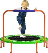 BLINWORLD Height Adjustable Foldable Toddler Trampoline, Multi-Purpose Handrail Trampoline for Kids, High Elastic Tightly Stitched Jump Cloth Indoor Outdoor Toddler Trampoline with Enclosure