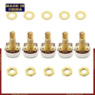 HIk 5pcs A500K Potentiometer Splined  Electric Guitar Bass Effect Amp Tone Volume