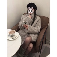 Decorative Loose Niche Feel High-End Bow Top Jacket Lazy Plush Design Gray Style Female Hundred Autu