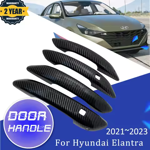 Carbon Fiber Exterior Car Door Handle Cover For Hyundai Elantra Avante CN7 2021~2023 Auto Styling St
