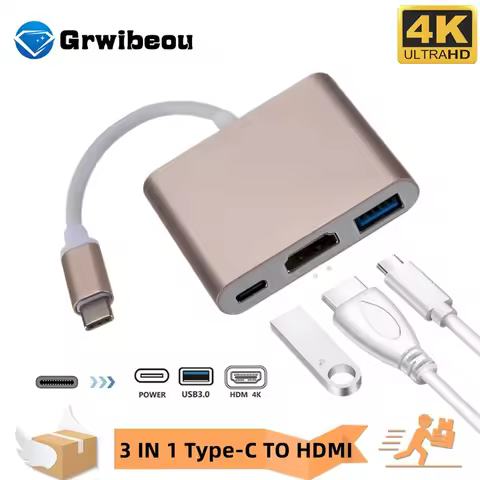 3 in 1 Usb Hub USB C to HDMI-compatible Splitter HUB Type-c to HDMI-compatible USB 3.0 Docking Stati
