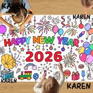 KARENGOODS Giant Coloring Poster, Happy  Year DIY Coloring Doodle Art Banner, Interactive Doodle Art
