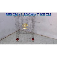 GALVANIZED FOLDING CHICKEN CAGE P.80×W.80×H.100 FLAYING PANE