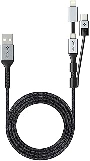Mazer 3 in 1 Universal Cable, Micro USB/Lighting/USB C, Fast Charging for iPhones, Samsung Smartphon