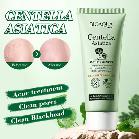 BIOAOUA Centella Asiatica Face Cleanser Gentle Daily Foam Cleanser with Hyaluronic Acid & Niacinamid