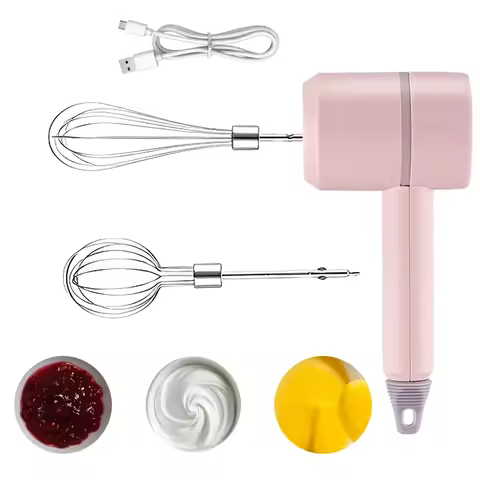 Handheld electric mixer, cordless mixer with 3 speed modes, USB charging, handheld mixer with 2 deta