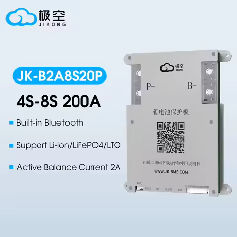 JIKONG JK BMS JK-B2A8S20P 4S 5S 6S 7S 8S 12V 24V 200A HEAT RS485 CAN Active Smart Balance BMS Lifepo