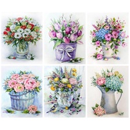 RUOPOTY 60x75cm/50x65cm/40x50cm Frame Oil Painting By Numbers Flower HandPainted DIY Frame Acrylic D