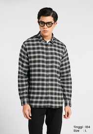 MANZONE - Kemeja Kotak-Kotak Lengan Panjang Pria Kaysen 03 Modern Fit - Olive