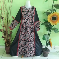 gamis batik cap klok kombinasi polos