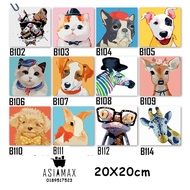 Asiamax 20x20cm Cartoon DIY Digital Paint By Number Oil Canvas Painting with frame Pet