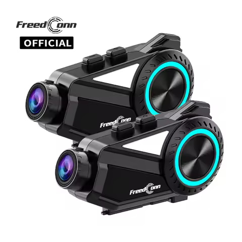 Freedconn R3 Pro Motorcycle Helmet Headset Group Intercom Dash Cam Motor Auto DVR WiFi App 1440P 8 R