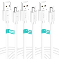 3 Pack 10FT Micro USB Power Extension Cable Cord Compatible for Wyze Cam,WyzeCam Pan,YI Cam,YI Dome 