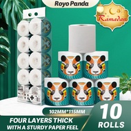 【10Gulung】Royo Panda Gulungan Tissue Soft Deluxe Tissue Cheerful Tissue Air Cushion Tissue 4 Ply