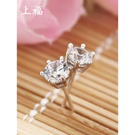 Shangfu Sterling Silver Earrings Female Simple Anti-Diamond Single Diamond Earrings Exquisite Synthe