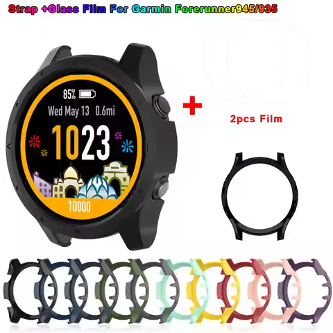 Tempered Glass + Soft PC Shell For Garmin Forerunner 945 935 SmartWatch Full Cover Screen Protector