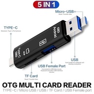 Card Reader 5 in 1 OTG USB 3.0 Type C Micro SD Multifunction Handphone Computer Laptop OTG Multi Car