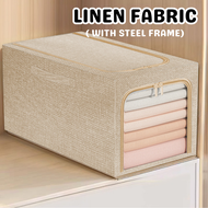 Foldable Storage Box Steel Frame Large Closet Organizer Box Wardrobe Blanket Clothes Box Kotak Simpa