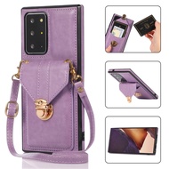 Coin Purse Cases For Samsung S21 Ultra S23 Plus S20 FE Card Case With Diagonal Strap Lanyard Samsung Galaxy S20 Plus S22 Ultra S23 Ultra S21 Plus Card Case Samsung Note10 Plus Note10+ Leather Case Samsung Note20 Ultra Casing Cover Shell With Rope