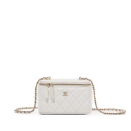 Chanel White Quilted Caviar Long Vanity Case Gold Hardware, 2023