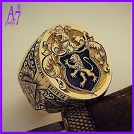 A7 Lion Carving Signet Ring Men X3Y28
