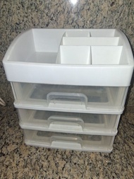 白色三層化妝品收納櫃連分隔架Plastic 3-tiers drawer3層塑膠收納櫃桶 抽屜