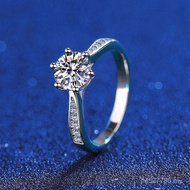 Micro-Inlaid Ring Moissanite D Color 1 Ring 2 Carat Seiko Version Sterling Silver Korean Version Six