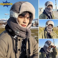 TOPSTORED Earflap Hats, Warm Russian Bomber Cap, Winter Casual Windproof Plush Ear Protectors Hats C