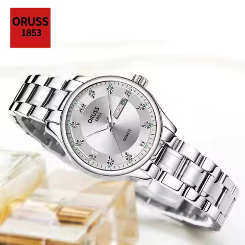 ORUSS 1853 Top Business Women's Watch Brand; Water-resistant Luminous Date Display; Stainless Steel 