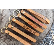 HTQ Genuine Leather Keychain Name Stamp Color symbol Quotes
