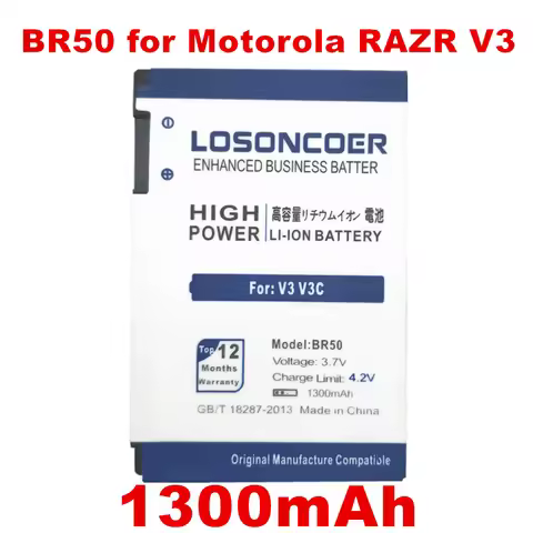 1300mAh BR50 Battery For Motorola RAZR V3c V3E V3T V3Z V3i V3IM V3m V3 PEBL U6 Prolife 300 500 Mobil