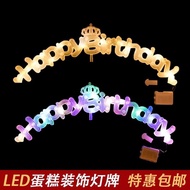Luminous Light Sign Crown happy birthday Cake Decorations happy birthday Light String Warm White Col